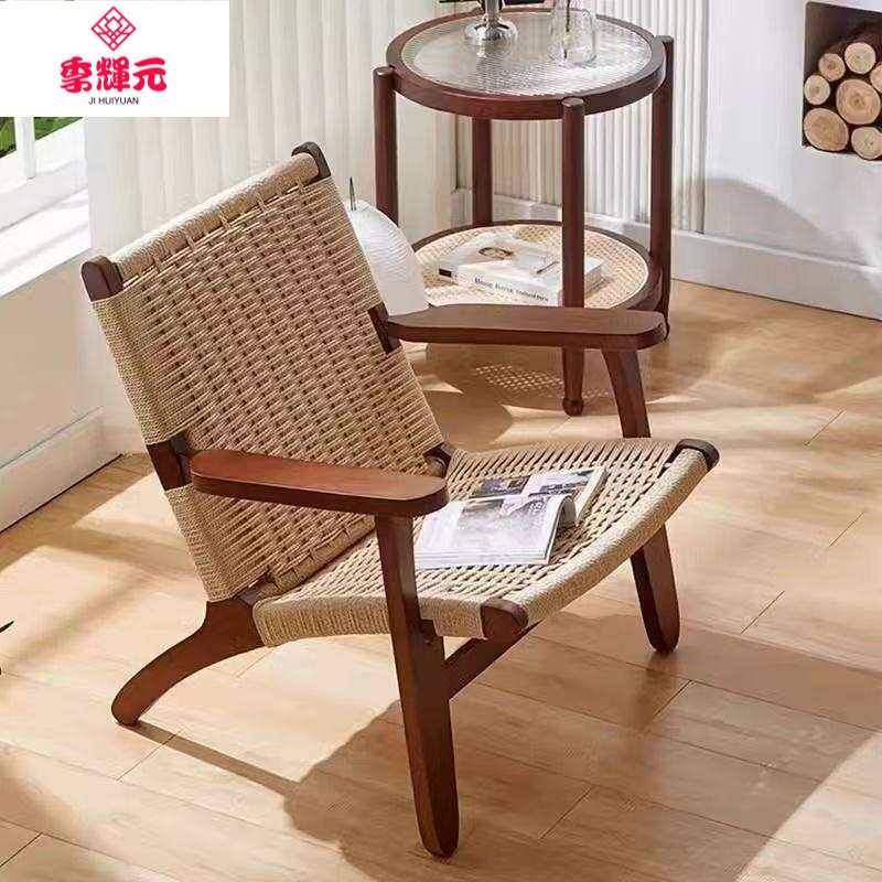 折叠藤编椅子北欧凳子民宿靠背餐椅家用靠背椅简约椅实木休闲藤椅