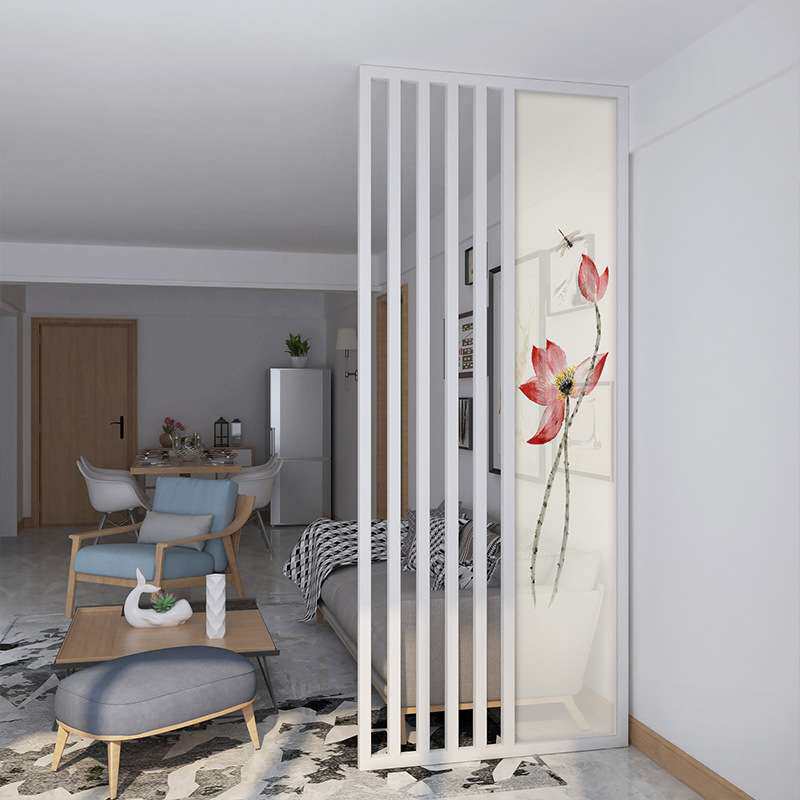 新中式现代简约屏风隔断客厅实木玄关镂空入户客厅木格栅屏风隔断