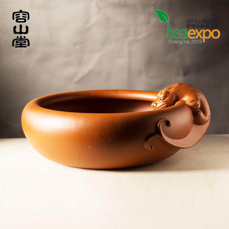 容山堂 潘记特大号紫砂茶洗水洗笔洗茶席鱼缸宜兴纯手工原矿朱泥