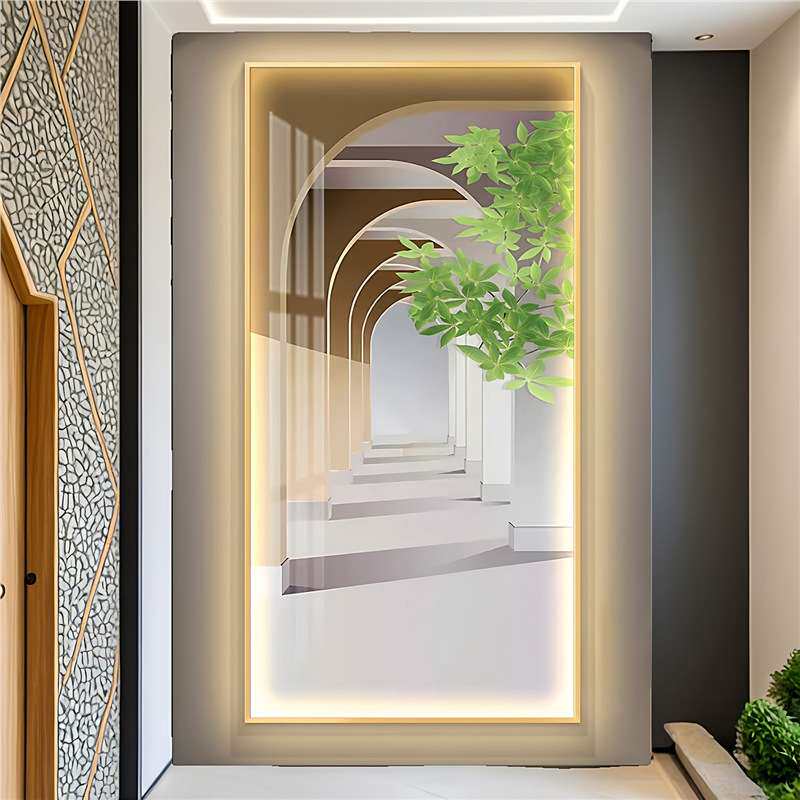 轻奢led带灯入户玄关装饰画挂画壁画走廊过道简约现代空间几何