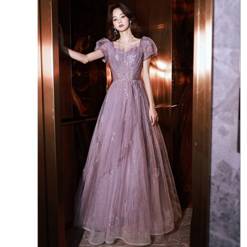 2026新款晚礼服女气质紫色梦幻浪漫端庄订婚主持人年会仙气小拖尾 - 封面