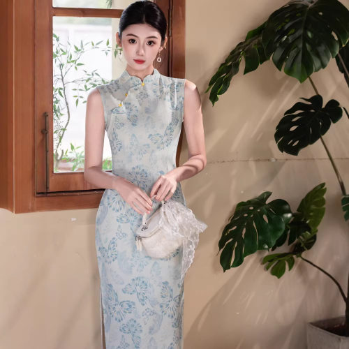 2026新款无袖旗袍女夏新中式改良气质复古连衣裙日常可穿棉麻蝴蝶