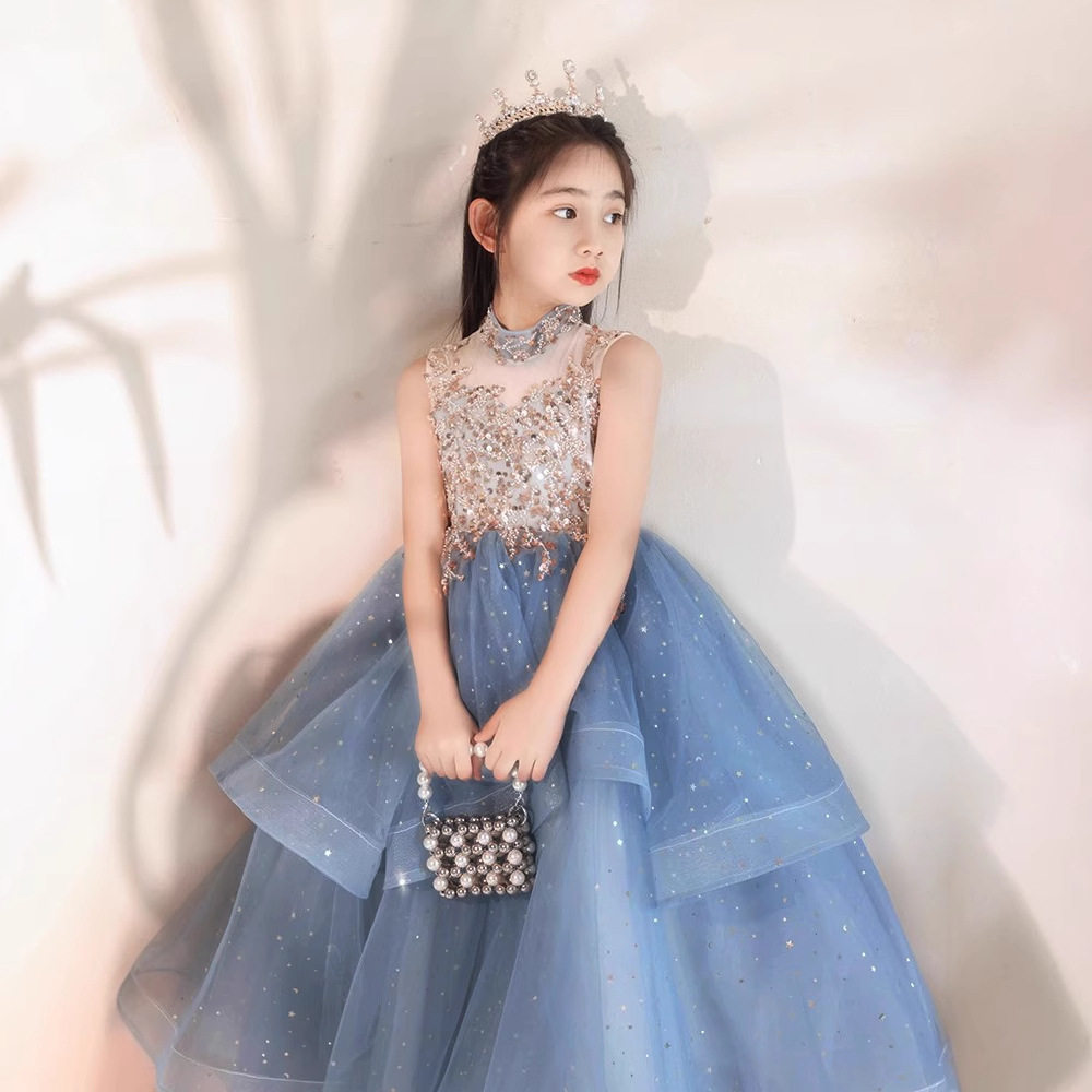 2026新款小主持人女童礼服端庄大气轻奢小众法式走秀钢琴演奏蓬蓬图片