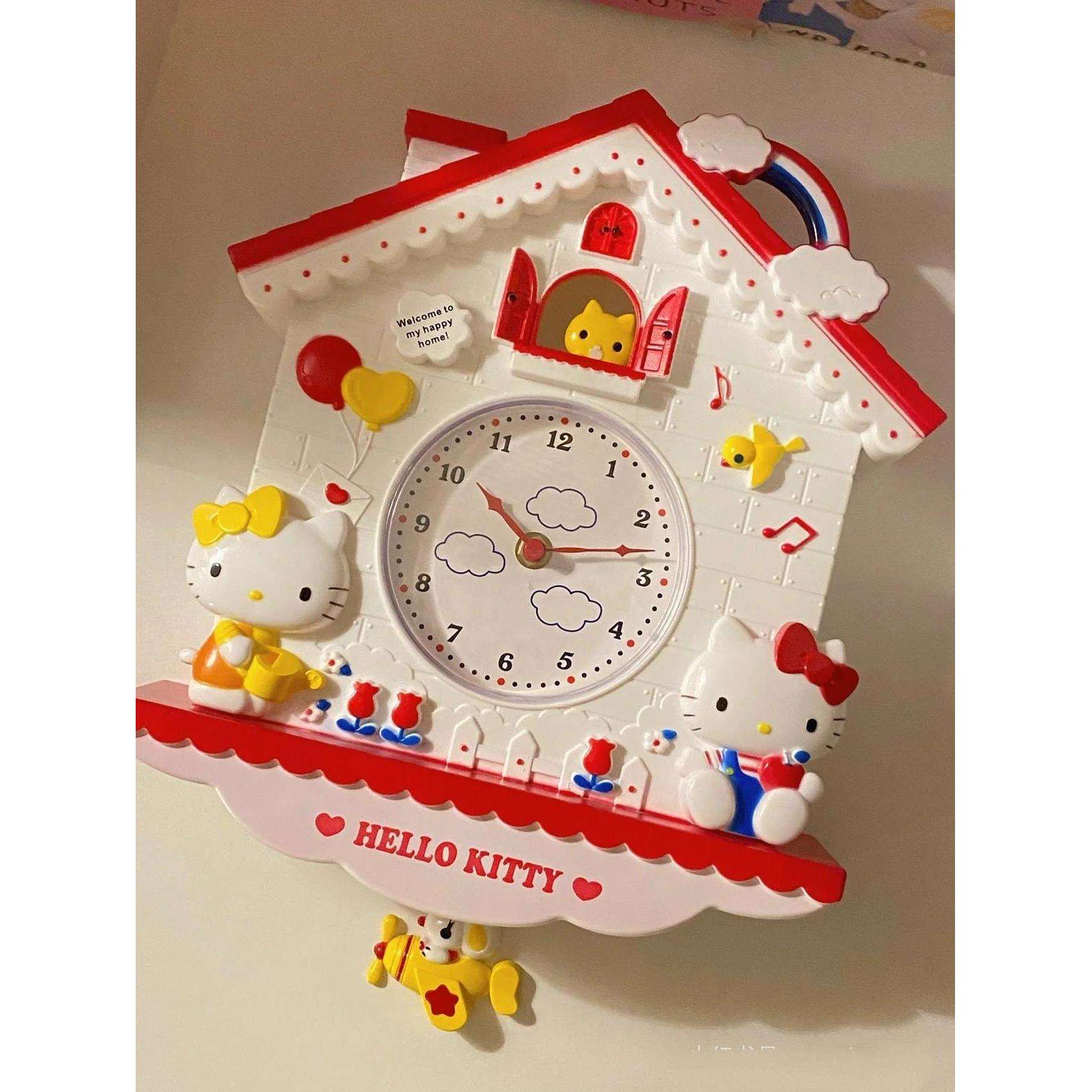 彩虹hellokitty钟表挂钟客厅家用餐厅装饰画创意钟儿童房教室时钟