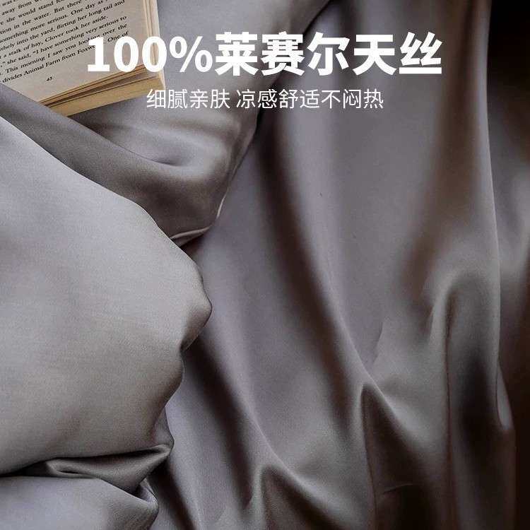 高端100轻奢奥地利兰精天丝床上四件套夏凉被套床单真丝床笠款4