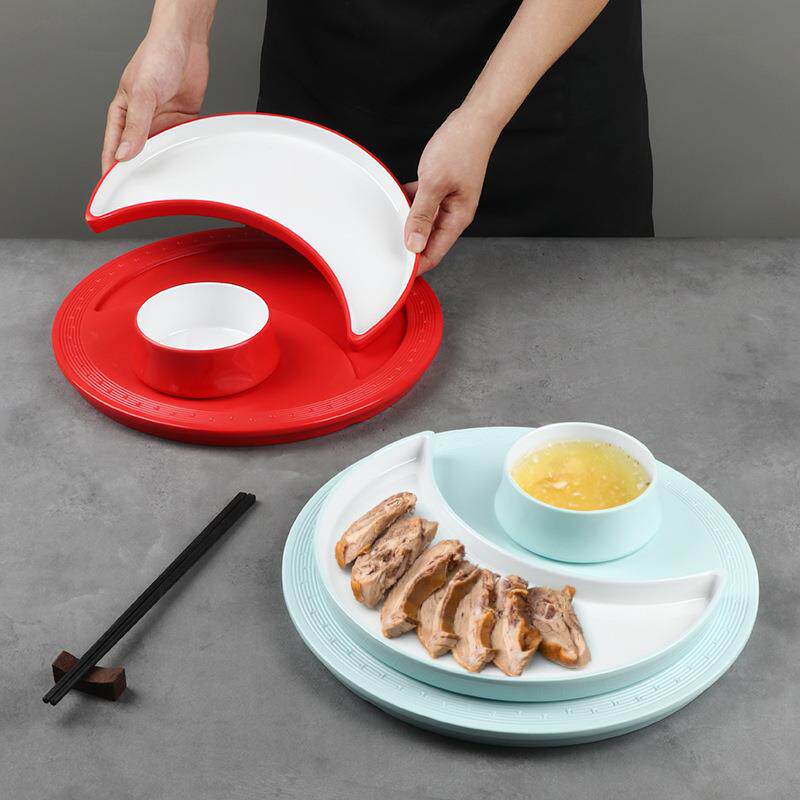 密胺仿瓷日月同辉组合拼盘异形盘半月盘高端酒店饭店餐厅装菜餐盘