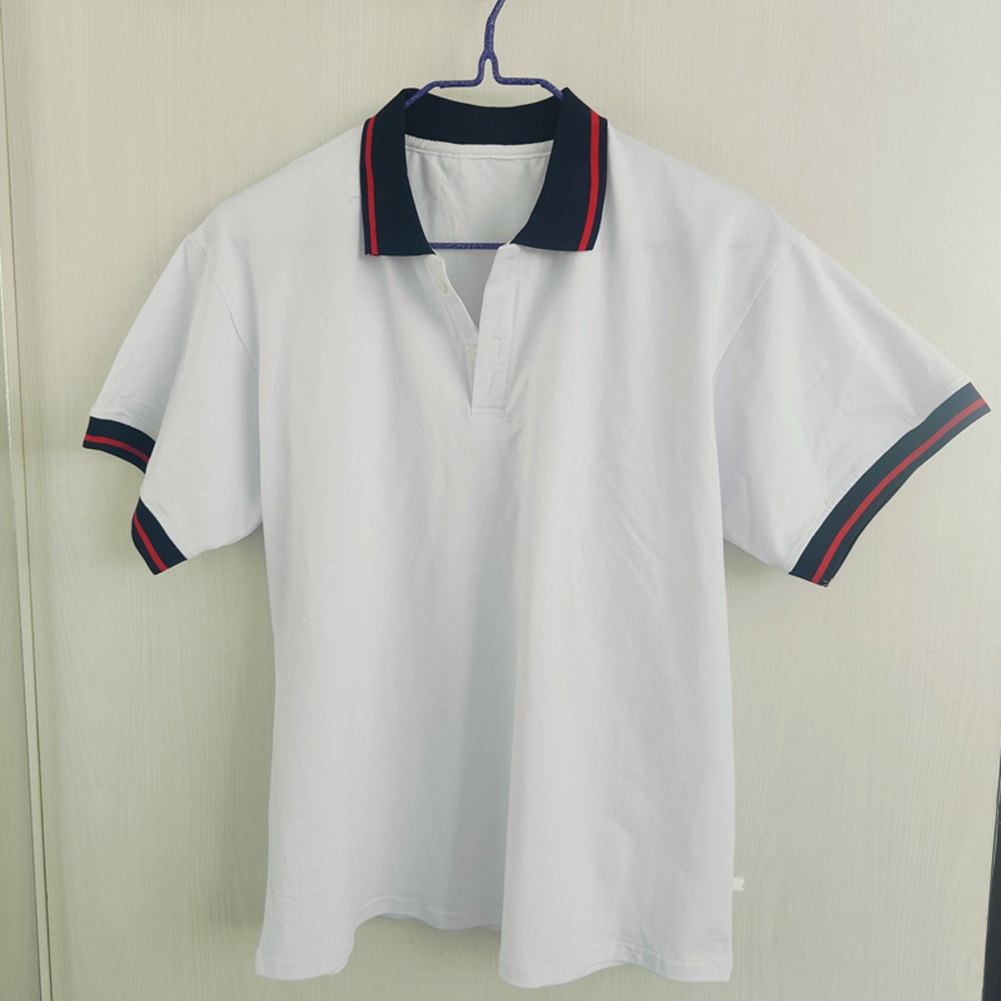 夏季款白色短袖藏蓝领袖口大红条男女通用班服POLO衫上衣棉质T恤,女装/女士精品,学生校服,淘宝优惠券,粉丝福利购,淘宝优惠卷