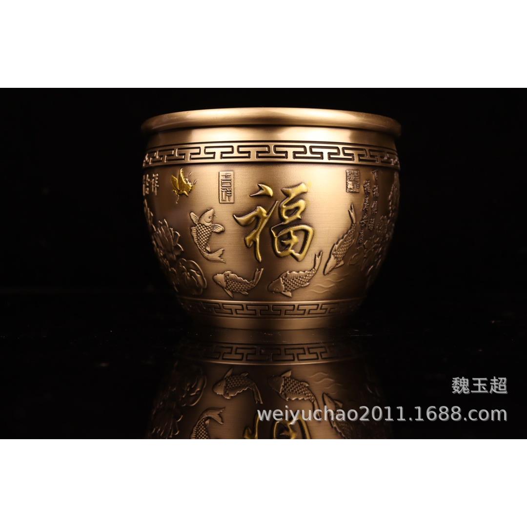铜缸家居摆件聚宝盆缸纯铜故宫缸中式缸工艺品客厅卧室装饰品摆件