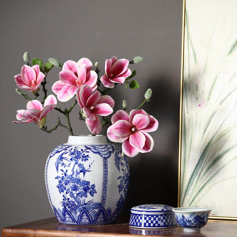 景德镇古典陶瓷罐花瓶桌面插花工艺品摆件储物罐花瓶摆件