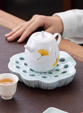 蓄水壶承干泡台粗陶创意莲蓬影青景德镇紫砂壶托底座陶瓷日式茶承