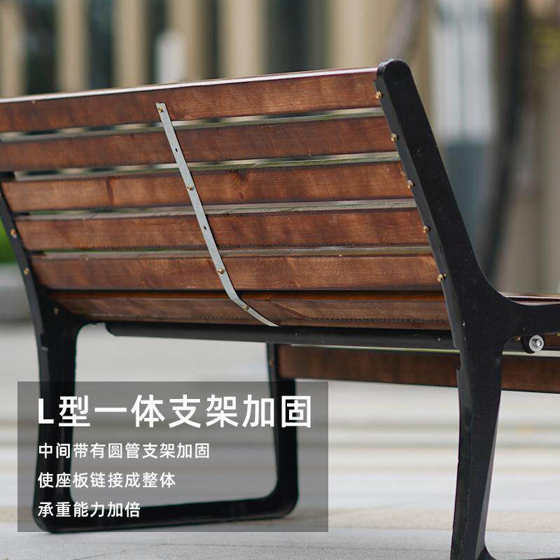 小区靠背公园椅户外长椅防腐木铁艺双人椅景区座椅庭院长条椅排椅