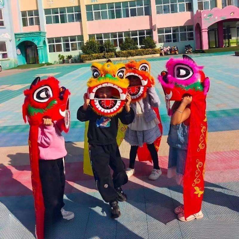 塑料儿童舞狮子道具套装 舞狮头鼓-岁幼儿园表演小狮头玩