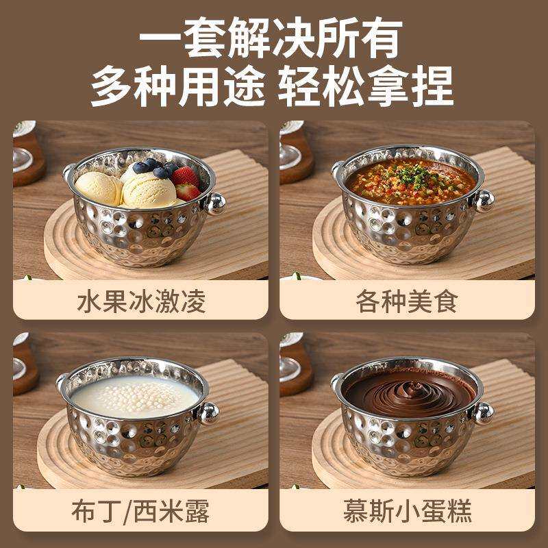 不锈钢锤印沙拉碗水果盘刺身海鲜沙拉盘水果盆小食盘酒店西餐上菜