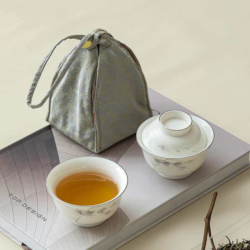 手绘一人饮快客杯单人专用一壶一杯便携式户外泡茶杯精致旅行茶具