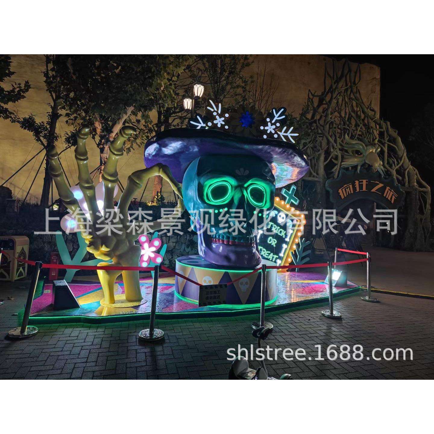 大型景区万圣节道具玻璃钢雕塑南瓜骷髅头人物模型网红打卡美陈