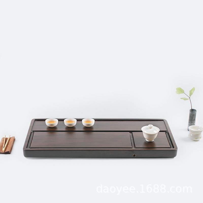 匠一 天然整块黑檀木茶盘 实木茶台 大小号家用原木茶海排水茶具