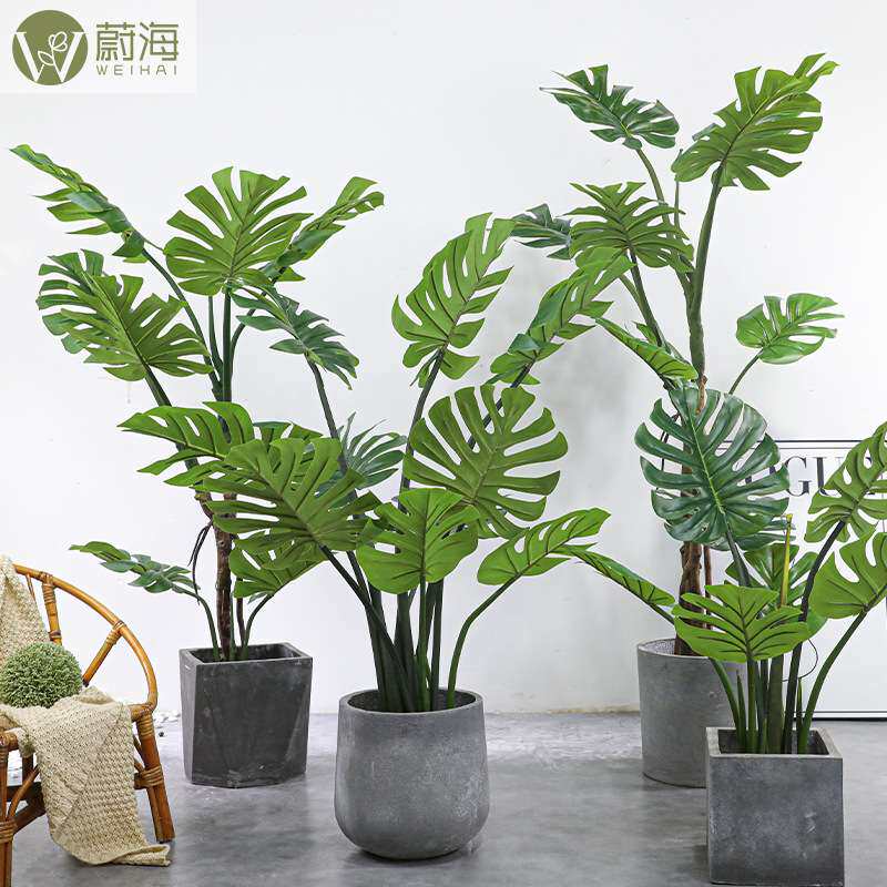 仿真树绿植龟背叶盆景盆栽植物假花家居装饰摆件室内落地人造假树