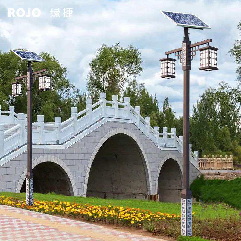 太阳能仿古庭院灯户外防水新中式景观灯公园小区双头灯led道路灯