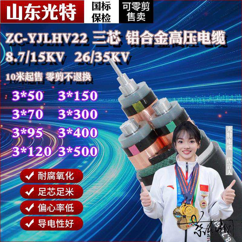国标阻燃YJLHV22铝合金高压电缆线10/35KV高压3芯X70 185 300平方