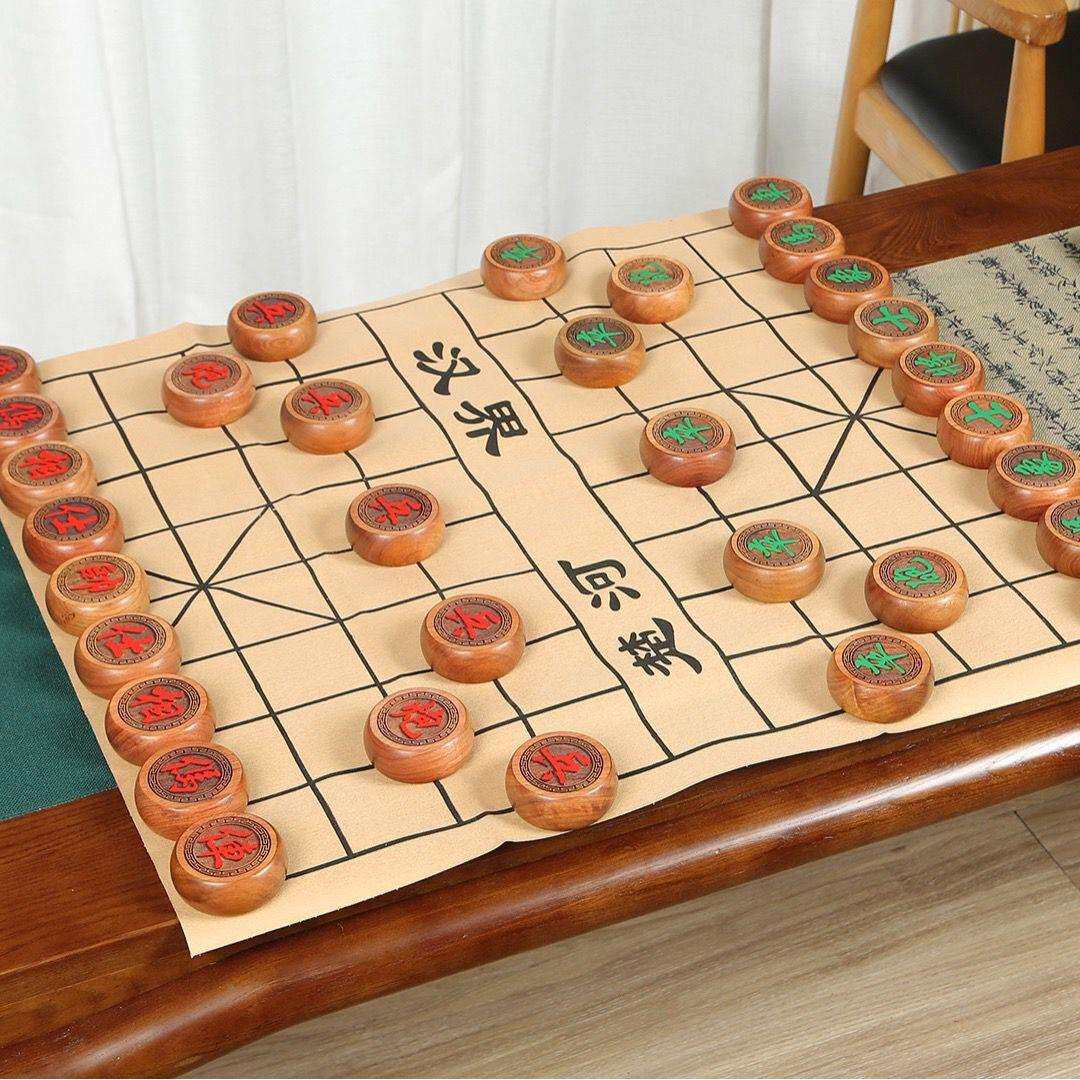 黑檀木象棋 缅甸花梨 木制 送皮革棋盘 中国套装木质工艺品