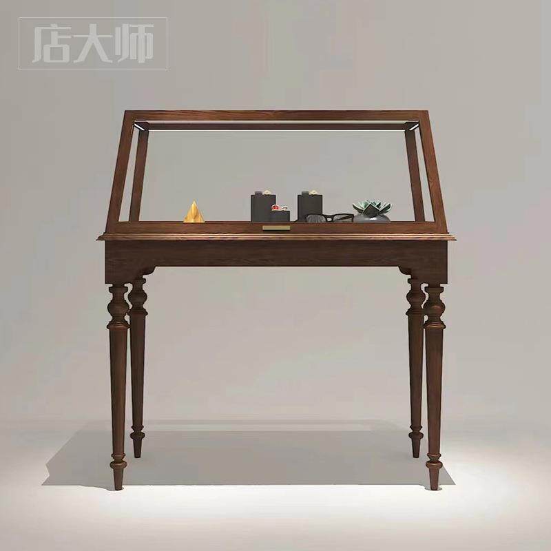 美式复古中古首饰柜台珠宝展示柜陈列柜博物馆玉器展览玻璃中岛柜图片