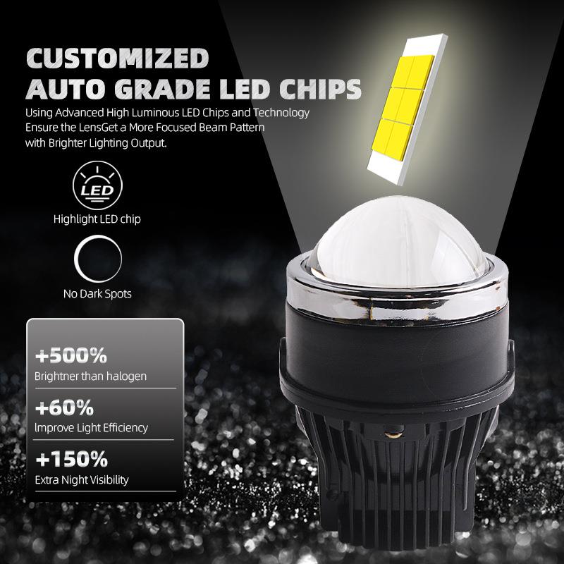 三为车灯3寸LED双光透镜雾灯40瓦6000K 3000K雾灯透镜带支架