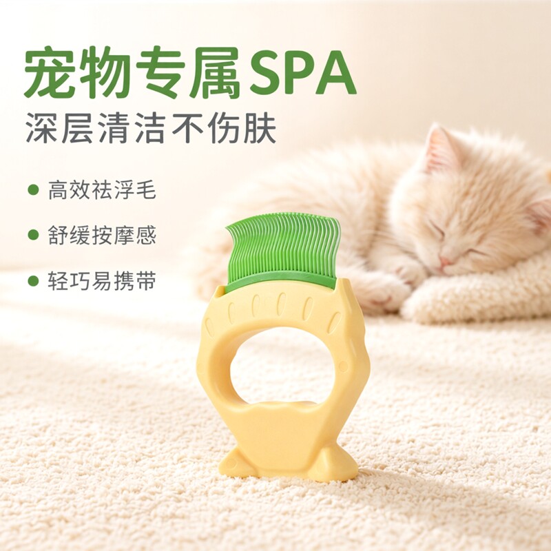 宠物美容贝壳梳狗狗猫咪开结清洁梳子去浮毛小巧便携宠物按摩梳