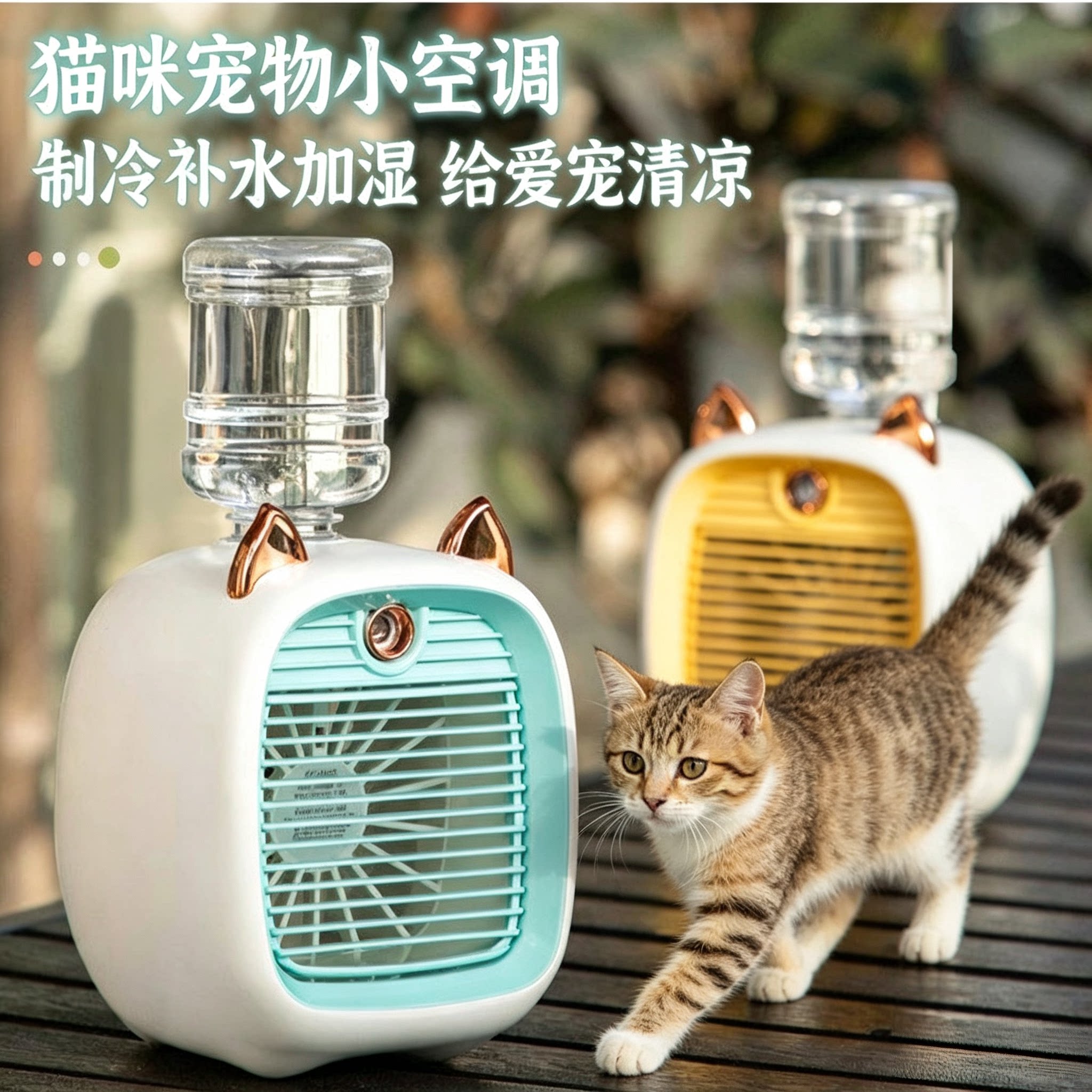 宠物专用新款小狐狸水冷风扇桌面迷你USB空调扇便携喷雾制冷