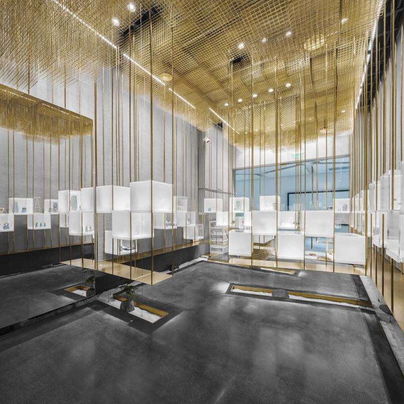 新款吊顶式不锈钢饰品展柜钢化玻璃珠宝展示柜店铺个性珠宝展柜