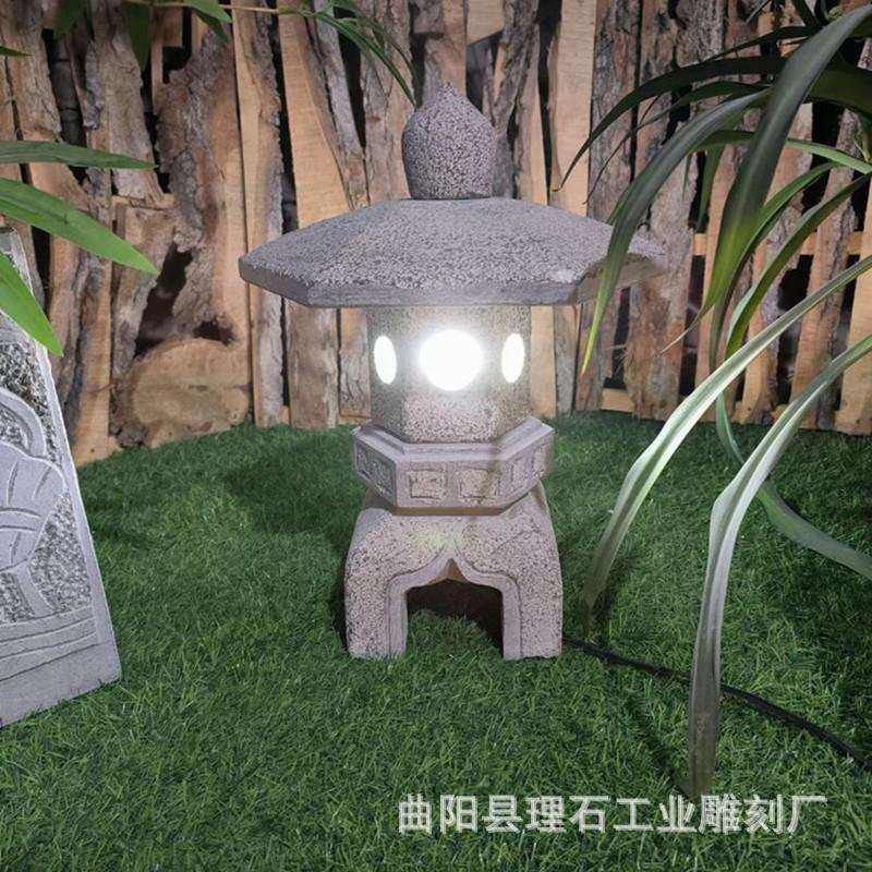 青石灯笼庭院日式石灯笼仿古石头灯户外中式酒店园林景观装饰摆件
