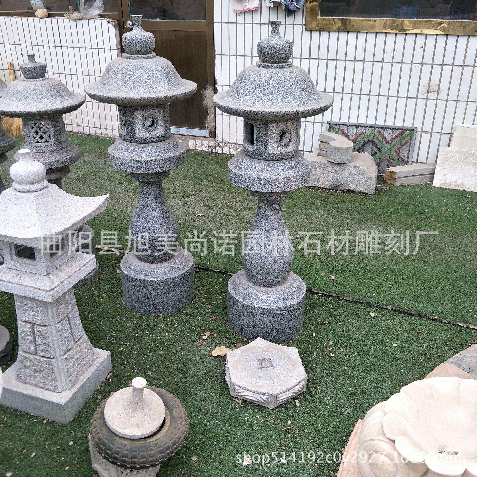 石雕青石花岗岩石灯 日式仿古石塔庭院园林做旧石灯雕塑摆件