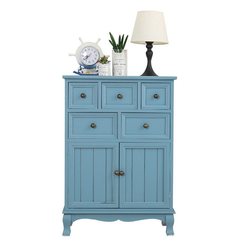 实木地中海收纳柜储物柜复古斗柜做旧美式客厅阳台柜玄关抽屉柜子