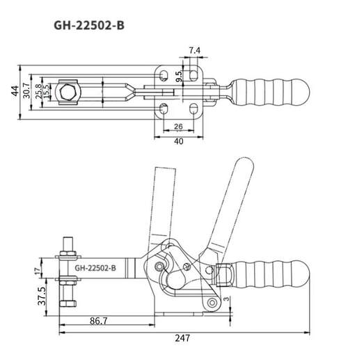 快速夹具GH-22502-BT带锁 木工夹工装夹具水平式大力士快速夹具