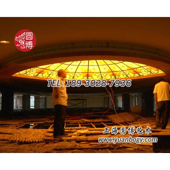 欧式蒂凡尼玻璃穹顶江西高氏置业集团彩色玻璃穹顶项目圆博工艺