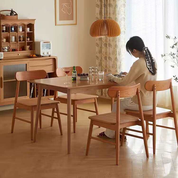 轩木实木餐桌小户型全实木饭桌樱桃木家具现代简约韩式餐桌椅组合