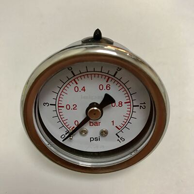 1bar 15psi 轴向不锈钢壳压力表 铜接头ZG1/8 背后外壳41mm 前47