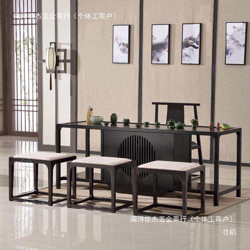 新中式茶凳茶室矮凳禅意中式凳子布艺实木圆凳师方凳鼓凳长椅