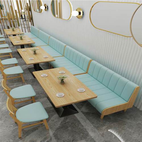 休闲西餐厅靠墙卡座奶茶甜品火锅汉堡冷饮店实木沙发桌椅组合