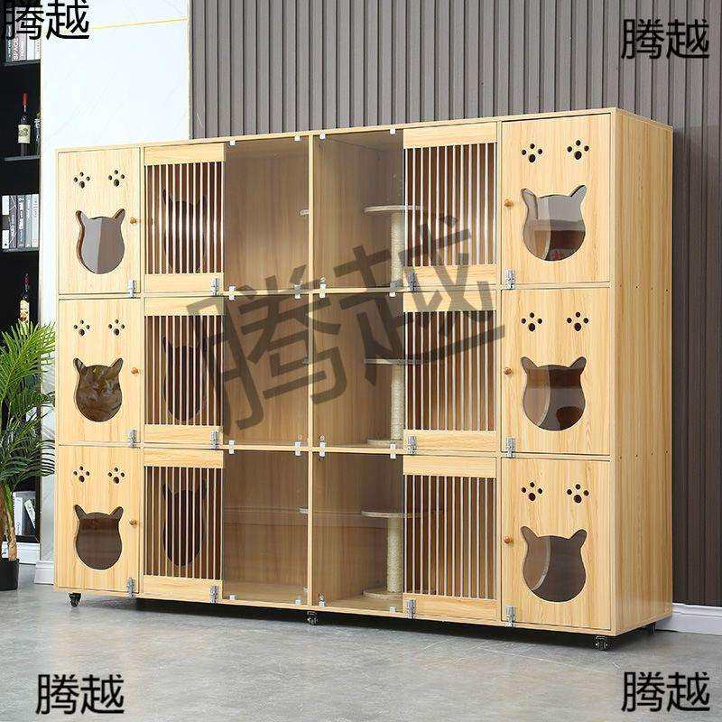 实木猫笼子猫别墅猫柜猫咪三层展示柜繁育笼宠物寄养笼猫舍