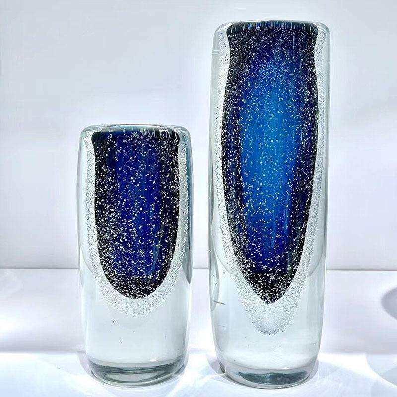 现代深蓝迷境玻璃花瓶花器插花装饰品样板间家居客厅餐桌茶几摆件