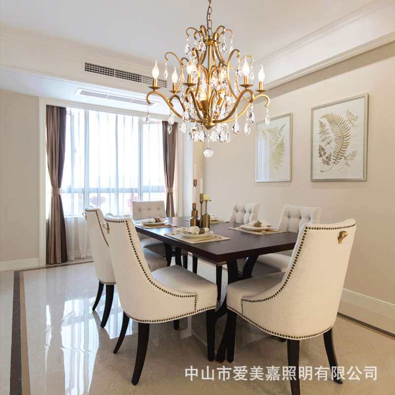跨境美式简约客厅水晶吊灯个性法式餐厅灯双层别墅大厅灯卧室灯具