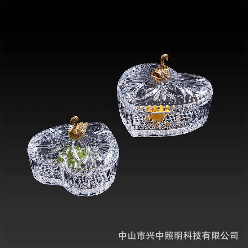 欧式水晶玻璃创意糖果盒全铜小鸟动物装饰盒客厅茶几餐厅饰品盒