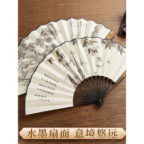 10寸古风扇子折扇男生款新款扇折扇古风绢布竹扇汉服扇折扇