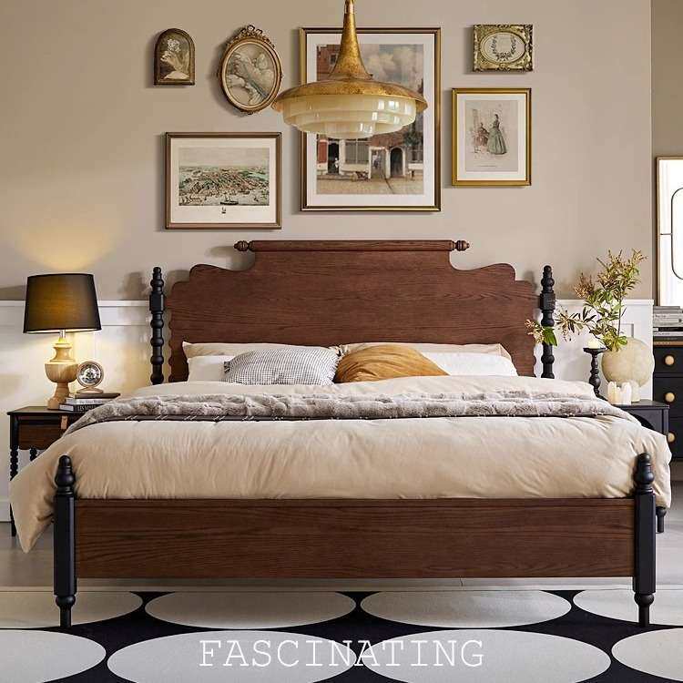 法式复古全实木床1.8米双人床主卧卧室大床法式婚床实木大床家具