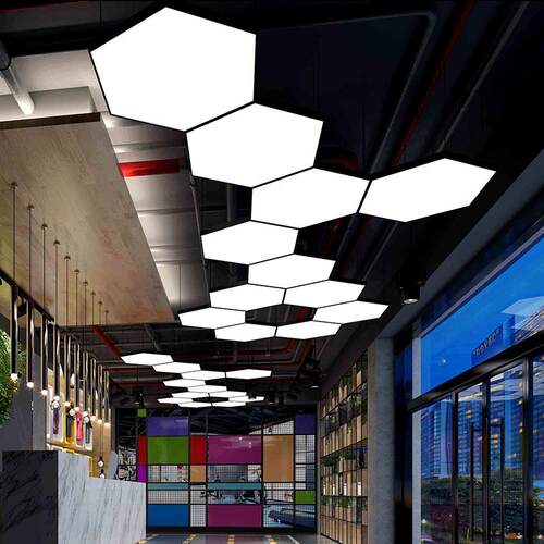 led造型灯六边形Y型办公室超市餐厅健身房过道工业风异形吊灯商用