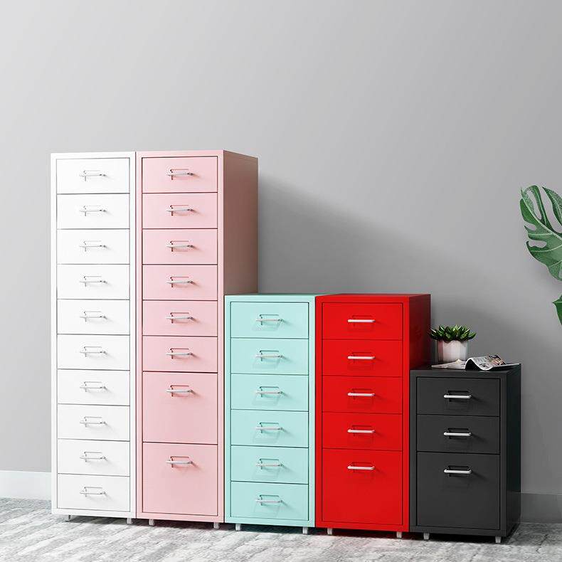 抽屉式文件柜收纳移动活动矮柜桌下铁皮小柜子a4办公室窄储物多L&