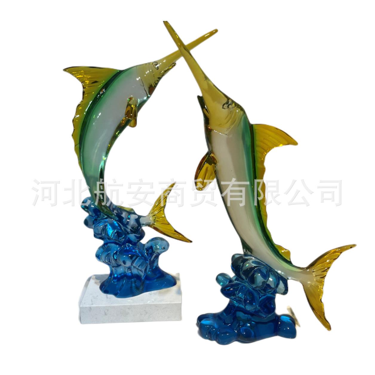 现代简约创意鱼雕塑摆件透明树脂鱼装饰品样板房售楼处家居饰品