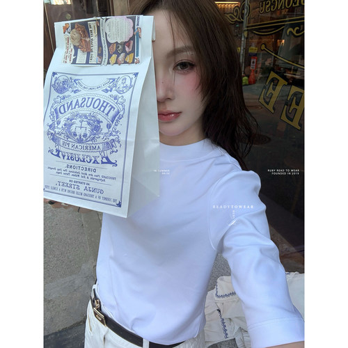 Rubyoffice2026素屿 纯色五分袖极简基础款T恤