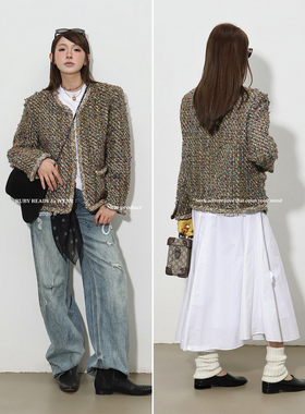 Ruby【限量】千金玛德琳 小香原纱手工编织重工粗花呢羊毛短外套