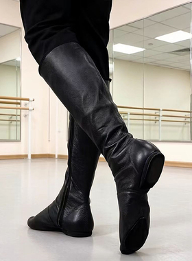 新款黑色拉链蒙古舞藏族舞民族舞男女高筒皮面舞台表演演出舞马靴